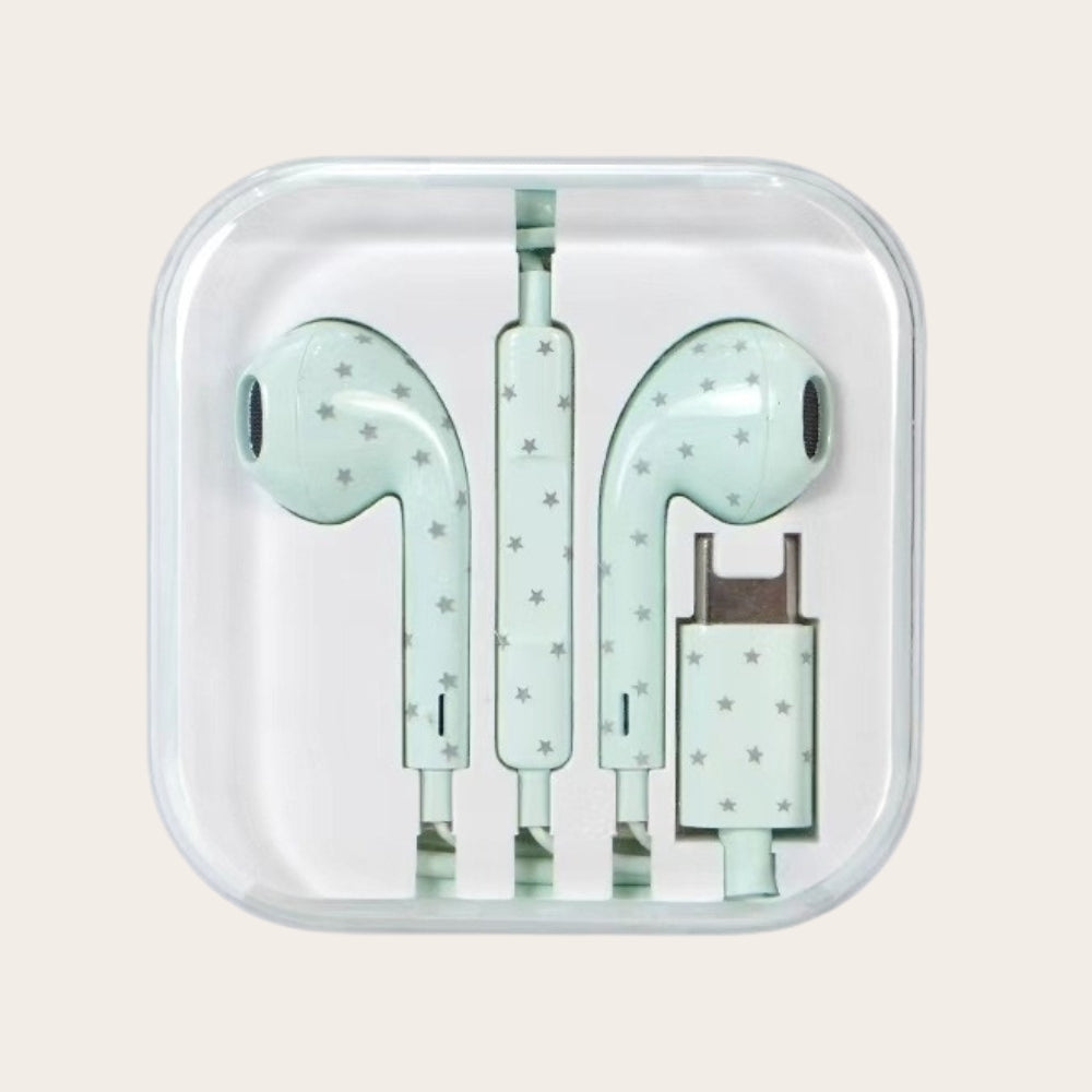 Polka Dots Star Wired Headphones - Green