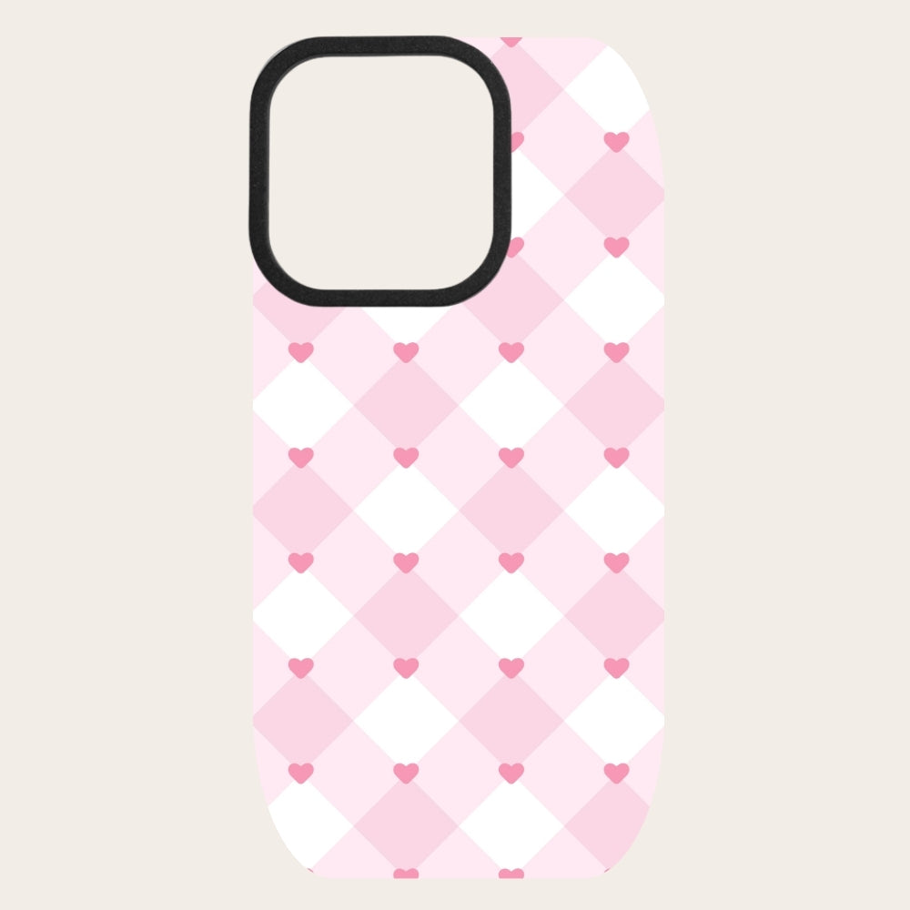 Pink Plaid Hearts Snap-On Backing