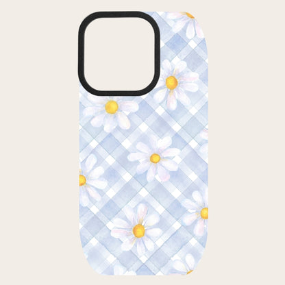 Blue Gingham Daisy Snap-On Backing