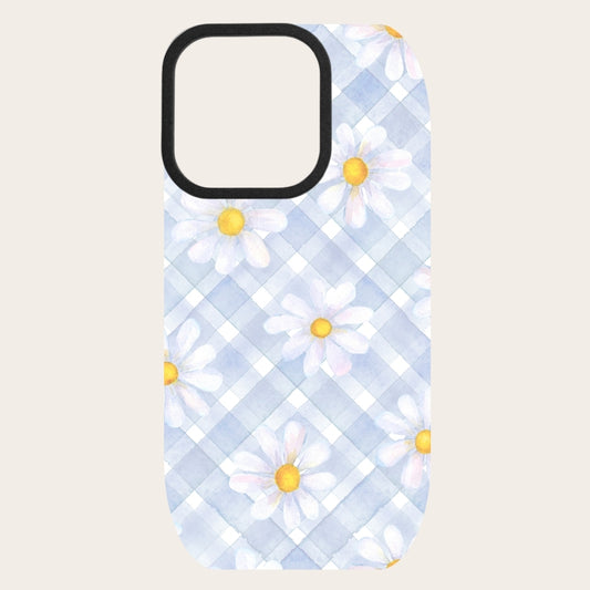 Blue Gingham Daisy Snap-On Backing
