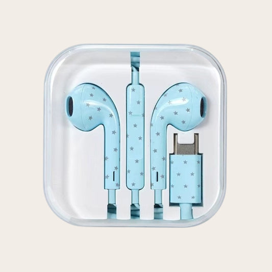 Polka Dots Star Wired Headphones - Blue