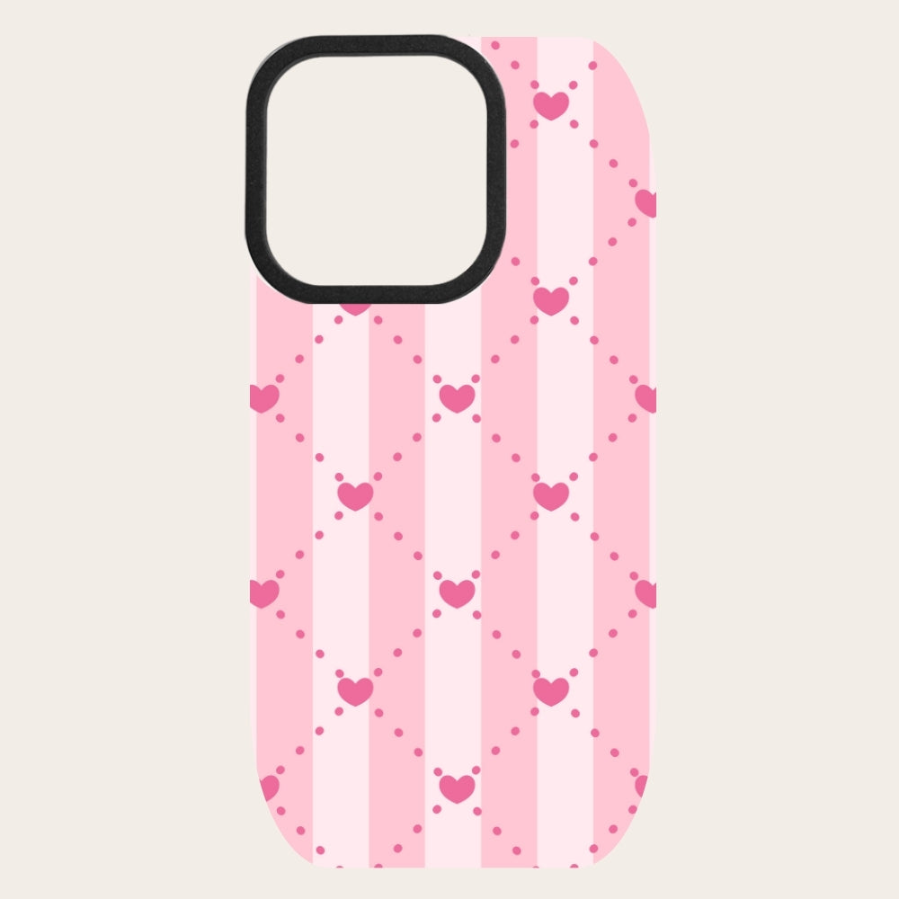 Pink Stripe Hearts Polka Dot Snap-On Backing